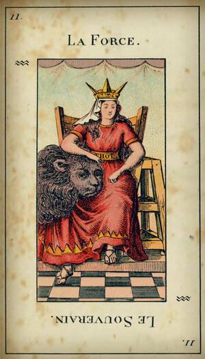 tarot etteilla carte 11 la force le souverain verseau