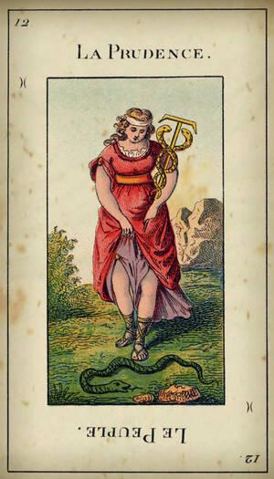 tarot etteilla carte 12 la prudence le peuple poissons