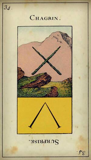 tirage tarot etteilla Carte 34 : Deux de Bâton