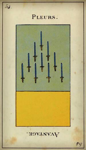 tirage tarot etteilla Carte 54 : Dix d’Épée