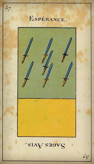 tirage tarot etteilla Carte 57 : Sept d’Épée
