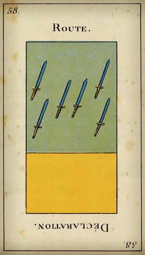 tirage tarot etteilla Carte 58 : Six d’Épée