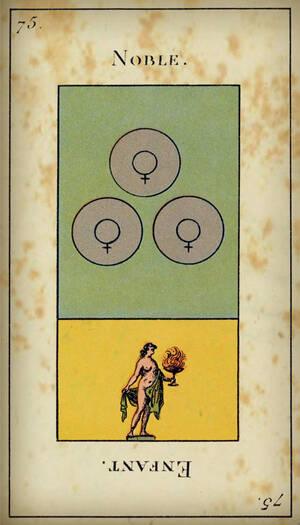 tarot etteilla carte noble enfant 75 tirage tarot etteilla Carte 75 : Les Trois Deniers