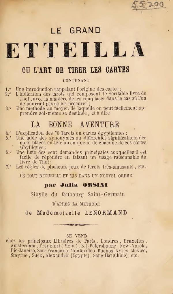 etteilla philosophie des hautes sciences 1785