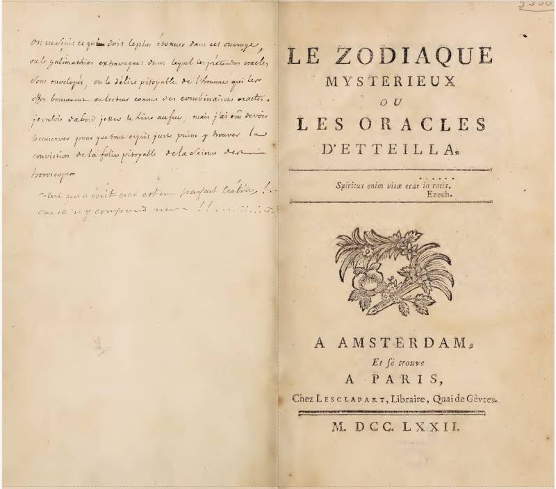 Le zodiaque mystérieux, ou les oracles d’Etteilla 1772